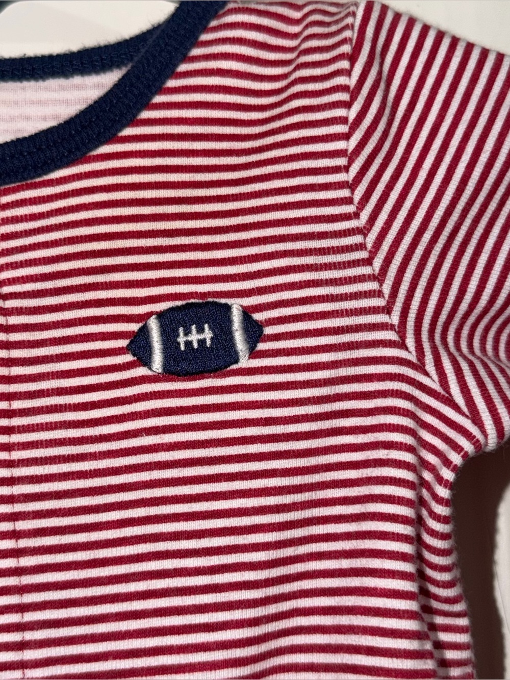 Boys 6 month infant one piece Red & White Striped Baby One-Piece - Picture 3 of 4